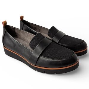 Dr. Scholl's Webster Black  Platform Loafer Womens Comfort Shoe Sz 9 M Vegan NEW